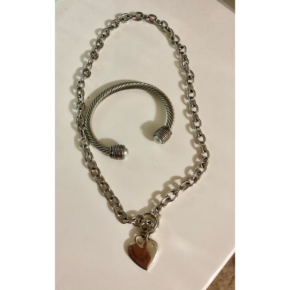 Silver tone Necklace and Bracelet